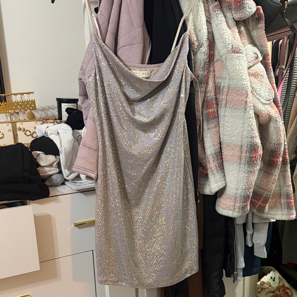Silver Glitter Mini Dress